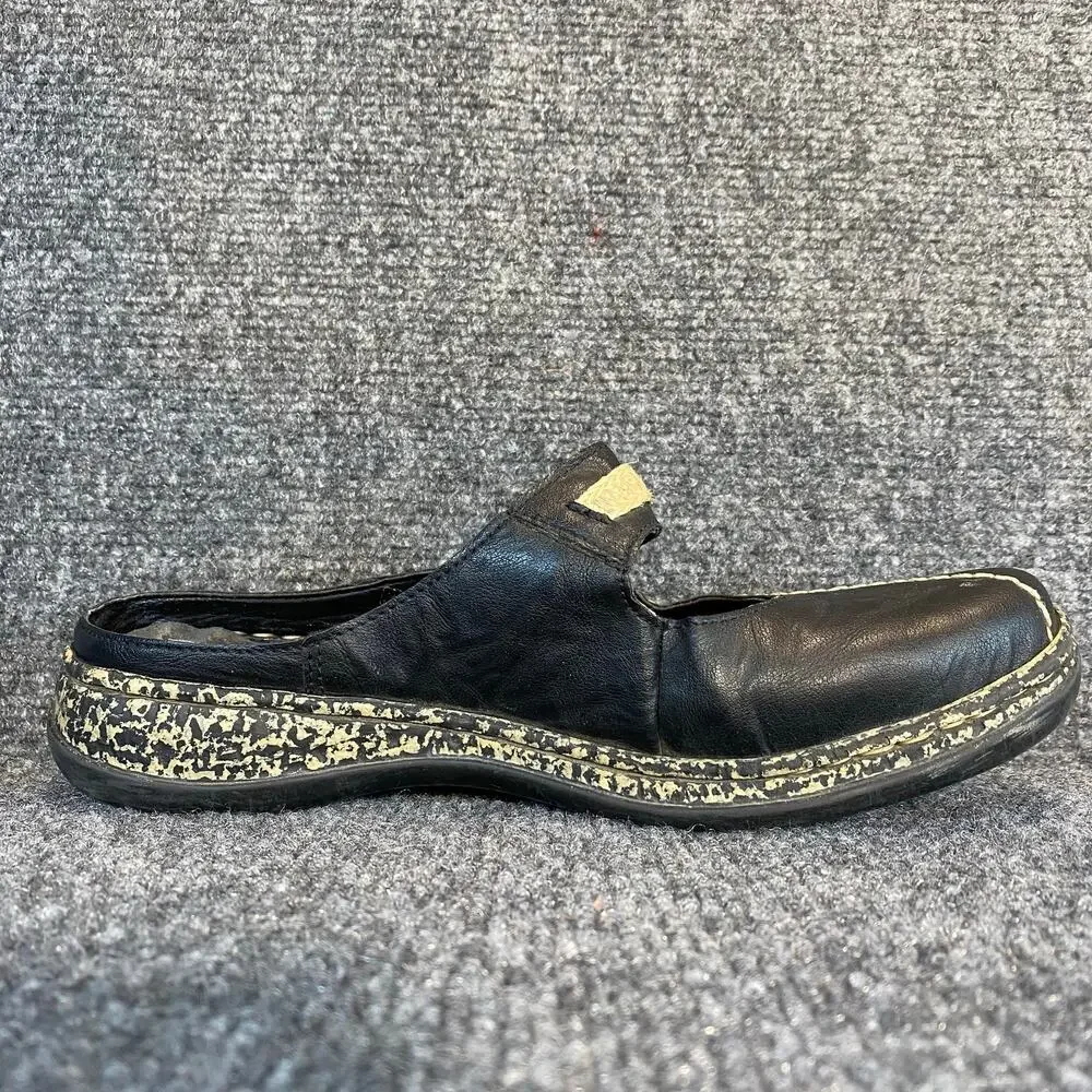 Rieker 46391 Black Leather Slip On Comfort Clogs Adjustable Strap Womens 7.5